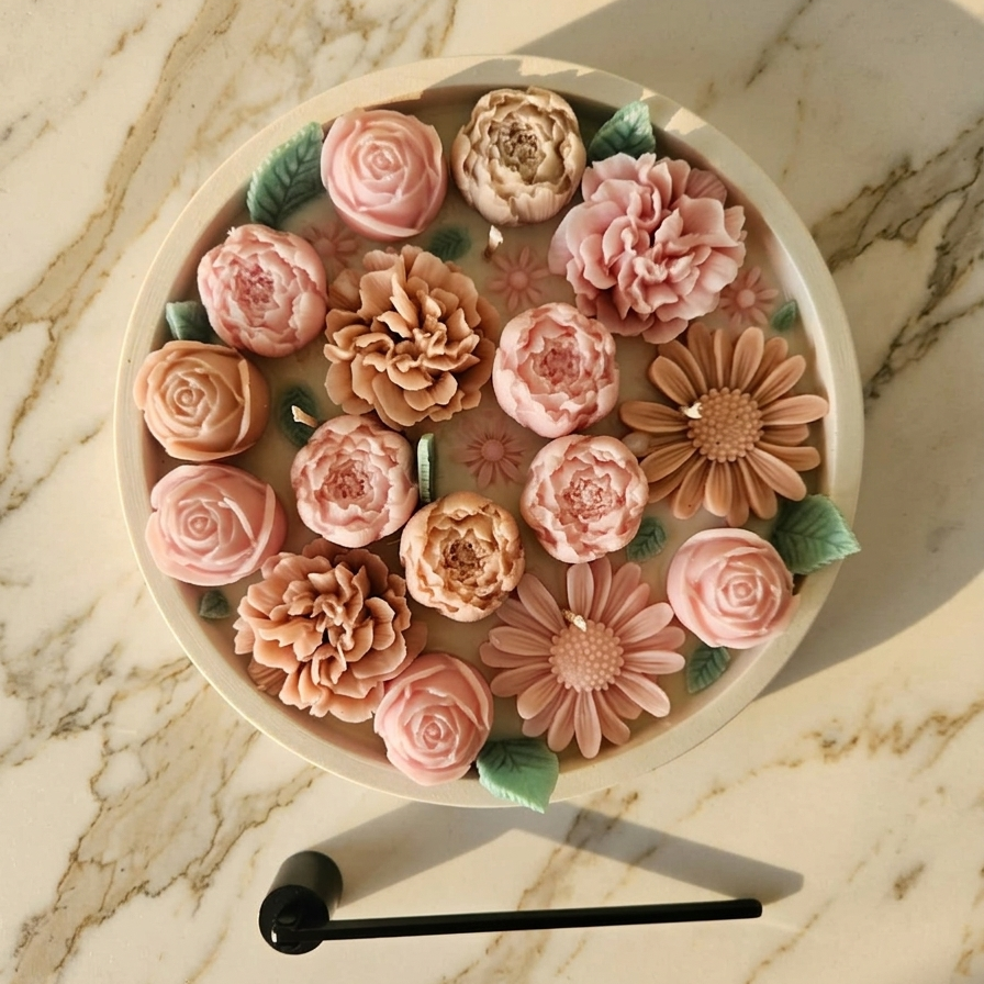 Luxury Scented Rose & Flower Candle Arrangement