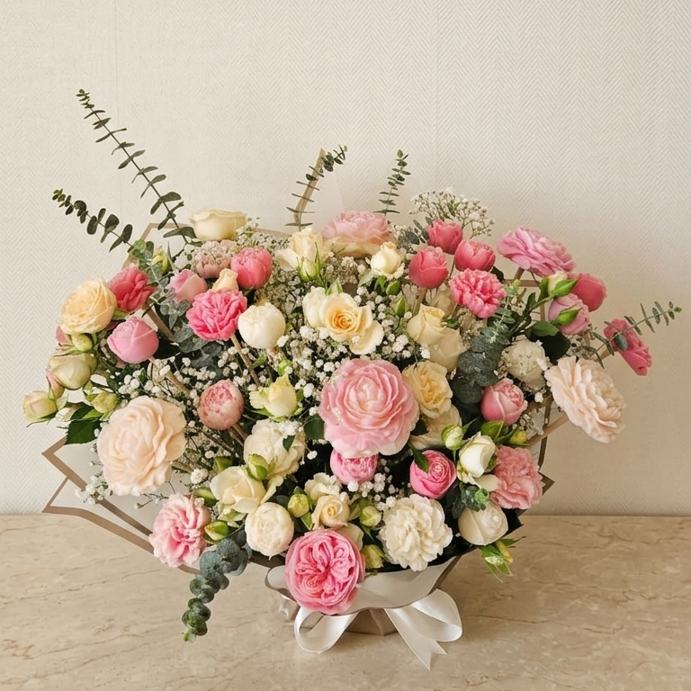 Luxury Hybrid Bouquet (35-40 Floral Candle & Fresh Baby Roses)