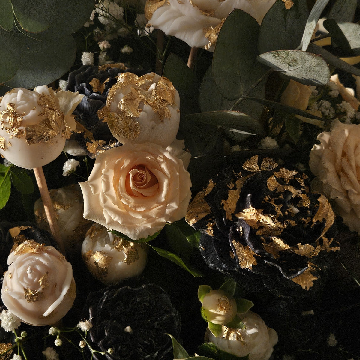 Luxury Hybrid Bouquet (35-40 Floral Candle & Fresh Baby Roses)